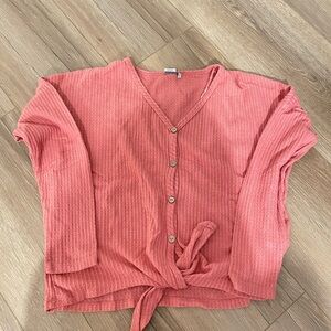 Coral Button-Up Cardigan